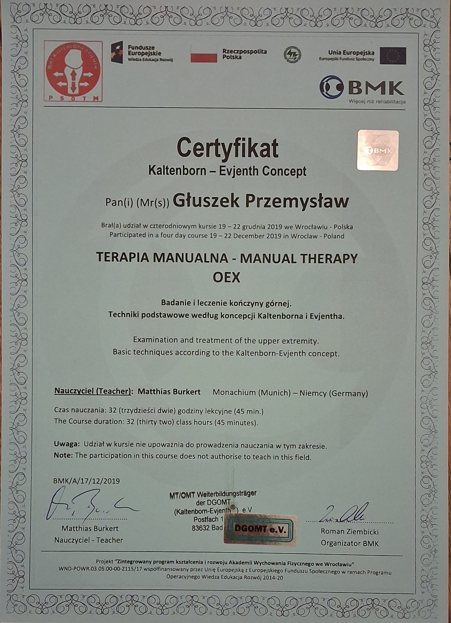 Dodatkowy certyfikat