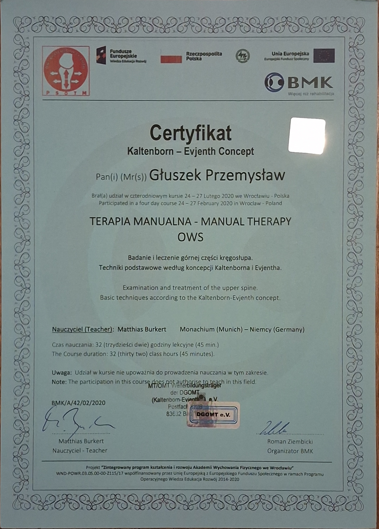 Dodatkowy certyfikat