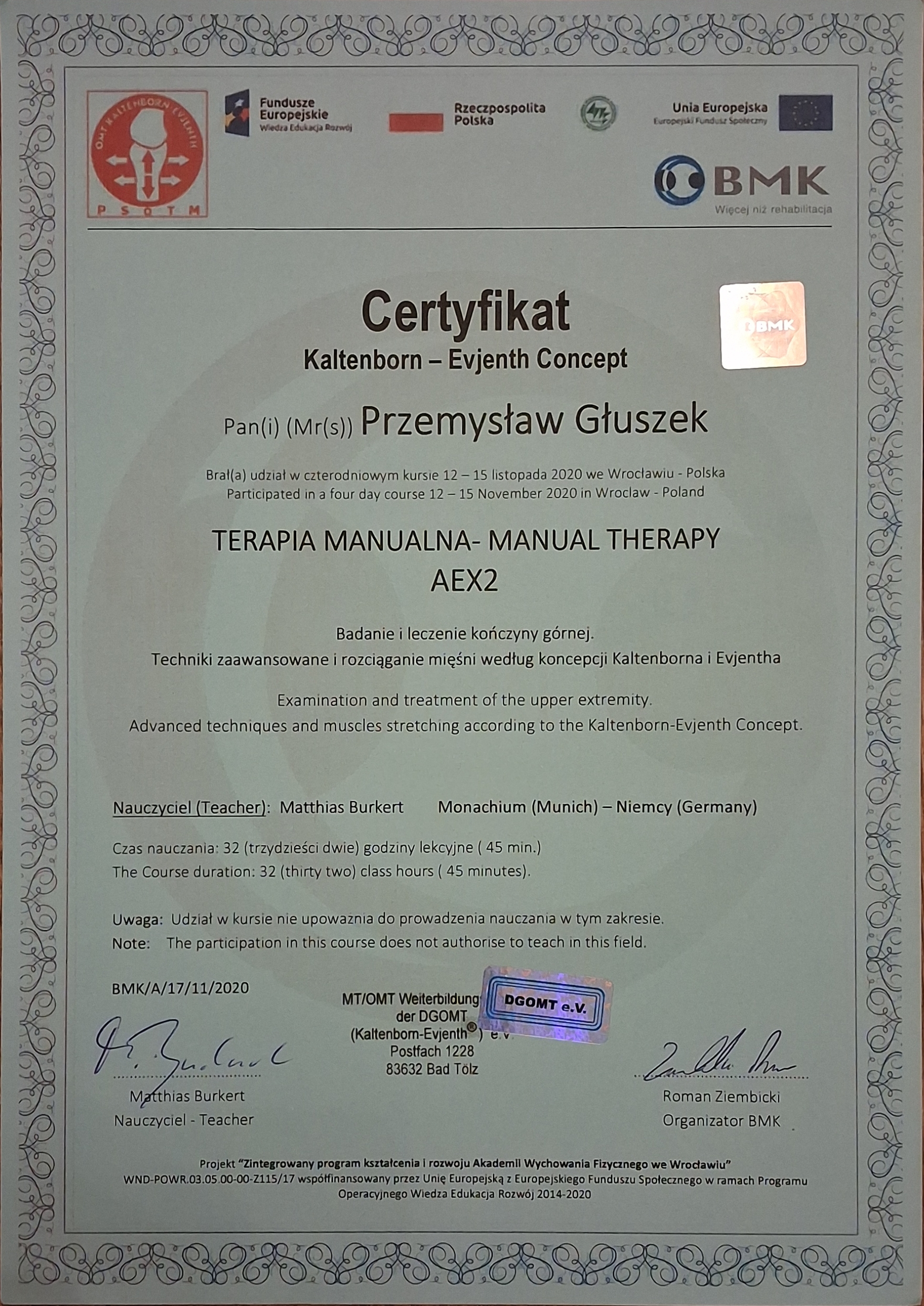 Dodatkowy certyfikat