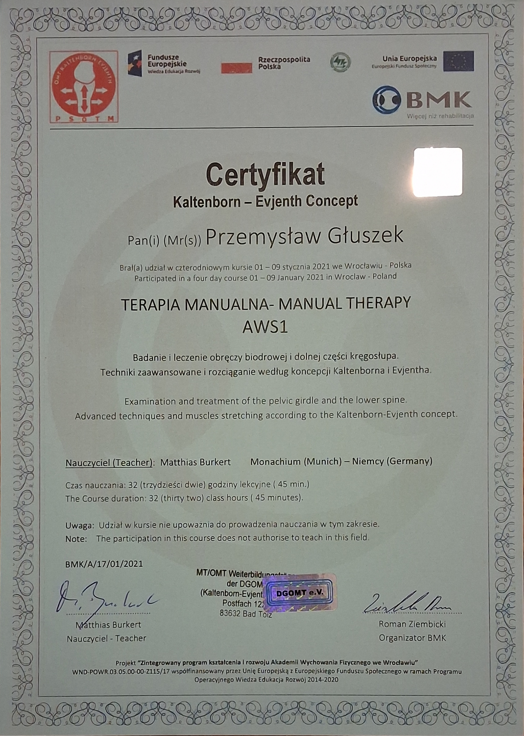 Dodatkowy certyfikat